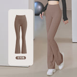 Micro Flare Women's Fitness Tight Fit Hip Up Quick Dry High Waist Slim Fit Elegant Sports Yoga Bell Bottom Pants 