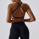 Bra top, yoga wear, top, with cups, open back, back cross, push-up, no wires, 4 colors, large bust, stays in place, sports, fitness, gym, Pilates, hot yoga, stylish, stretchy, sweat-wicking, quick-drying, sexy, S-XL 