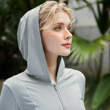 UPF50+ Ice Silk Sun Protection Clothing Women UV Protection Hooded Zipper Sun Protection Clothing 