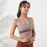 New color blocked yoga bra for women. Padded sports bra camisole style with thin section and sexy back 