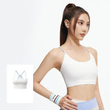ヨガブラトップ カップ付き 美背 背中開き ワイヤーなし バッククロス パッド入り 冷感 スポーツ ストレッチ おしゃれ 薄手 Uネック S-2XL