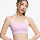 ヨガブラトップ カップ付き 美背 背中開き ワイヤーなし バッククロス パッド入り 冷感 スポーツ ストレッチ おしゃれ 薄手 Uネック S-2XL