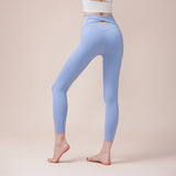 New Running Fitness Slimming Internet Celebrity Tight Nude Yoga Pants Women's Color Matching Cross Crotch Sports Pants 