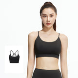 ヨガブラトップ カップ付き 美背 背中開き ワイヤーなし バッククロス パッド入り 冷感 スポーツ ストレッチ おしゃれ 薄手 Uネック S-2XL
