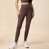 New high waist sports yoga pants, nude feel high elastic hip up peach pants running fitness pants 