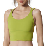 Yoga bra top with cups, open back, push-up, no shaking, back cross, wide hem, sports, fitness, gym, Pilates, running, stretch, comfortable, soft, U-neck, 7 colors, solid color, S-XL 