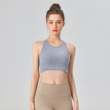 Bra top, yoga wear, top, with cups, open back, push-up, no shaking, no wires, cross, wide shoulder straps, stays in place, sports, fitness, Pilates, hot yoga, running, stretching, comfortable, quick-drying, pretty, 4 colors available, S-XL 