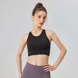 Bra top, yoga wear, top, with cups, open back, push-up, no shaking, no wires, cross, wide shoulder straps, stays in place, sports, fitness, Pilates, hot yoga, running, stretching, comfortable, quick-drying, pretty, 4 colors available, S-XL 