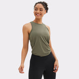 Tank top, yoga wear, top, wrap, back ribbon, back slit, no movement, sleeveless, won't turn up, quick drying, soft, large size, covers body shape, straight bone structure, 7 colors, sports, fitness, Pilates, running, gym, S-XXL