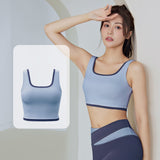 Bra top, yoga top, elegant, U-neck, 4 colors to choose from, switching, breathability, color scheme, quick-drying, fitness, sweat-absorbing, thin, padded, non-wired, durable, running, lightweight, backless, slim, S-XXL 