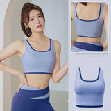 Bra top, yoga top, elegant, U-neck, 4 colors to choose from, switching, breathability, color scheme, quick-drying, fitness, sweat-absorbing, thin, padded, non-wired, durable, running, lightweight, backless, slim, S-XXL 