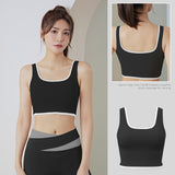 Bra top, yoga top, elegant, U-neck, 4 colors to choose from, switching, breathability, color scheme, quick-drying, fitness, sweat-absorbing, thin, padded, non-wired, durable, running, lightweight, backless, slim, S-XXL 