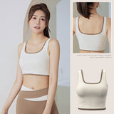 Bra top, yoga top, elegant, U-neck, 4 colors to choose from, switching, breathability, color scheme, quick-drying, fitness, sweat-absorbing, thin, padded, non-wired, durable, running, lightweight, backless, slim, S-XXL 