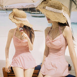 One-piece swimsuit, slimming, retro, unique design♪ Sexy, mature and cute❀✿❀ V-neck, 3 colors to choose from, breathable, thin, hip lift, open back, super flattering, M~XXL