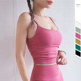 Camisole Yoga Top Padded Underwireless Plain Sports Trend Sexy Cute Beauty Training S~L