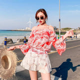 Two-piece swimsuit, 3-piece set, elegant✿ Sweet, casual, loose, daily, retro, very popular, 3 colors to choose from, high waist, switching, breathable, thin, belly cover, M~XXL 