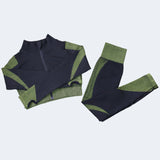 Yoga set, outerwear + bra top + leggings, three-piece set, long sleeves, sports, zipper, quick-drying, slimming, beautiful, training, S~L