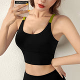 Yoga tops, bra tops, U-neck, no wires, 5 colors to choose from, color combination, breathable, quick-drying, sweat-absorbent, super flattering, open back, stylish, simple, elegant, sexy, S~XL 