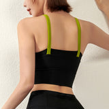 Yoga tops, bra tops, U-neck, no wires, 5 colors to choose from, color combination, breathable, quick-drying, sweat-absorbent, super flattering, open back, stylish, simple, elegant, sexy, S~XL 