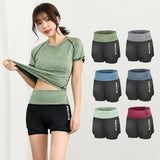 Yoga Bottoms, Shorts, 7 Colors to Choose From, High Waist, Color Blocking, Thin, Breathable, Quick Drying, Sweat Absorbent, Stomach Covering, Simple, Stylish, Cute, Stylish, Daily, Retro, S~XXXL