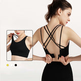 Yoga tops, bra tops, U-neck, pads, no wires, 3 colors to choose from, high waist, breathable, quick drying, sweat absorbent, sports, super flattering, open back, Korean style♥, retro, pretty, easy to match, cute, fashionable, S~XL 