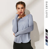 Long sleeve yoga top for women, available in 4 colors, slim fit, quick drying, training, fitness, S~L