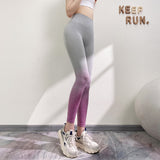 Yoga bottoms, leggings, gradation, 2 colors to choose from, high waist, color scheme, breathable, quick drying, sweat absorbing, elastic waist, hip lift, sports, fitness, slim, slimming, sexy, cute, fashionable, affordable, feminine, S~L