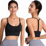 Bra Top, Yoga Top, With Cups, Y-Shaped Bra Top, No Wires, Simple, Daily, U-Neck, Solid Color, 6 Colors, Breathable, Sweat Wicking, Quick Drying, Fitness, Pad, Enhances, Durable, Running, Elastic, Backless, Pilates, S-XXL 