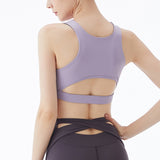 ヨガトップス ブラトップ ラウンドネック 6色選択可  切り替え パッド ノンワイヤー 背中開き 超盛れる スポーツ 吸汗 速乾 通気性 スリム 着痩せ 合わせやすい セクシー お洒落 レトロ 高級感  S~XL