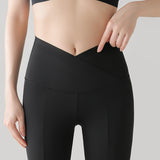 Jogger pants, stretch pants, yoga pants, beautiful buttocks, beautiful legs, hip lift, slimming, slimming legs, 9/10th length, sports, fitness, running, stretch, stylish, comfortable, high waist, slimming effect, cross, hem slit, ankle length, black, S-XL 