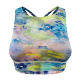 Yoga tops, bra tops, round neck, padded, printed, 3 colors to choose from, breathable, quick drying, sweat absorbing, color combination, sports, open back, elegant, retro, slimming, cheap, tight, slender look, S~XL 