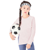 Kids Yoga Casual Round Neck Long Sleeve Slit Sweat Discharge Breathable Loose Fit Solid Color Junior Kids Easy to Match Yoga Fitness Girls 3 Colors 7-11 Years Old 120-150