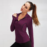 Yoga wear, hoodie, long sleeves, zipper, won't turn up, stretch, quick drying, comfortable, soft, large size, body coverage, straight bone structure, breathable, stand neck, 8 colors, sports, fitness, running, S-XXL 