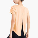 Yoga top, short sleeve, round neck, 4 colors to choose from, stylish, cute, fashionable, sports, yoga wear, women's, strong elasticity, breathability, quick drying, sweat absorption, lightweight, elegant, sweet, loose, daily, pretty, S~XL