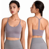 Bra Top, Yoga Top, With Cups, Y-Shaped Bra Top, No Wires, Simple, Daily, U-Neck, Solid Color, 6 Colors, Breathable, Sweat Wicking, Quick Drying, Fitness, Pad, Enhances, Durable, Running, Elastic, Backless, Pilates, S-XXL 