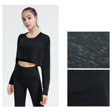 Yoga top, long sleeves, round neck, 2 colors to choose from, breathable, quick drying, sweat absorbing, thin, sports, sweet, stylish, unique design♪ Easy to match, elegant, daily wear, fashionable, retro, S~XL 