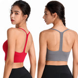 Bra Top, Yoga Top, With Cups, Y-Shaped Bra Top, No Wires, Simple, Daily, U-Neck, Solid Color, 6 Colors, Breathable, Sweat Wicking, Quick Drying, Fitness, Pad, Enhances, Durable, Running, Elastic, Backless, Pilates, S-XXL 