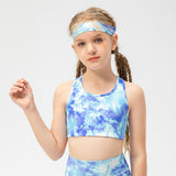 Kids Yoga Bra Top, Round Neck, Print, Junior, For Kids, Cute, Soft, Nylon, 3 Colors to Choose From, Girls, Color Scheme, Quick Drying, Lightweight, Open Back, Pilates, Off Shoulder, Highly Elastic, 7-11 Years, 120-150