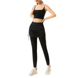 Leggings, yoga bottoms, plain, high waist, contrasting, ribbon, quick drying, unique design, training wear, cute, S~XXL 