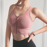 Yoga tops, bra tops, V-neck, sleeveless, solid color, 3 colors to choose from, fitness, sports, zipper, open back, feminine, trendy, elegant, stylish, S~XL