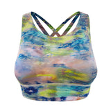 Yoga tops, bra tops, U-neck, padded, printed, color scheme, breathable, quick-drying, sweat-absorbing, sports, open back, elegant, slim, simple, retro, sexy, mature and cute, tight, S~XL 