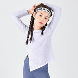 Kids Yoga Casual Round Neck Long Sleeve Slit Sweat Discharge Breathable Loose Fit Solid Color Junior Kids Easy to Match Yoga Fitness Girls 3 Colors 7-11 Years Old 120-150