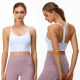 Bra Top, Yoga Top, With Cups, Y-Shaped Bra Top, No Wires, Simple, Daily, U-Neck, Solid Color, 6 Colors, Breathable, Sweat Wicking, Quick Drying, Fitness, Pad, Enhances, Durable, Running, Elastic, Backless, Pilates, S-XXL 