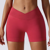 Shorts, Half Pants, Cross, Beautiful Butt, Hip-Lifting, Compression, Slim, Peach Butt, Seamless, Shorts, Hot Yoga, Stylish, Stretch, High Waist, Large Size, Sweat Absorbent, Quick Drying, Soft, Sports, Fitness, Gym, Pilates, Running, 11 Colors, S-XXL 