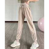 Jogger pants, Relaxed pants, Elastic, Plain, High waist, Stomach cover, Waist ribbon, Quick drying, Lightweight, Thin, Loose fit, UV protection, Running, Ankle length, Casual, 2 colors available, Stretch, Beginner, Yoga pants, Fitness, Sports, SL