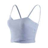 Bra Top Yoga Top Cami Simple Mature Padded Underwireless Bust Cross Backless Breathable Stretch Gym Training Sports 4 Colors S-XL