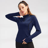 Yoga wear, hoodie, long sleeves, zipper, won't turn up, stretch, quick drying, comfortable, soft, large size, body coverage, straight bone structure, breathable, stand neck, 8 colors, sports, fitness, running, S-XXL 