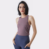 Tank top, yoga wear, top, wrap, back ribbon, back slit, no movement, sleeveless, won't turn up, quick drying, soft, large size, covers body shape, straight bone structure, 7 colors, sports, fitness, Pilates, running, gym, S-XXL