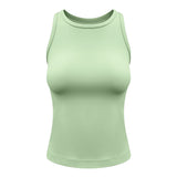 Tank top, yoga top, more than worth the price, tight, round neck, with cups, racer back, won't turn up, solid color, 5 colors available, breathable, quick drying, sports, belly cover, fitness, sweat absorbent, padded, running, handy, Pilates, S-XL