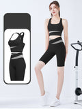 Bra top, shorts, yoga set, U-neck, 6 colors to choose from, high waist, switching, color scheme, sports, breathable, quick-drying, sweat-absorbing, hip lift, belly cover, open back, pretty, elegant, easy to match, sexy, daily, feminine, S~XXL